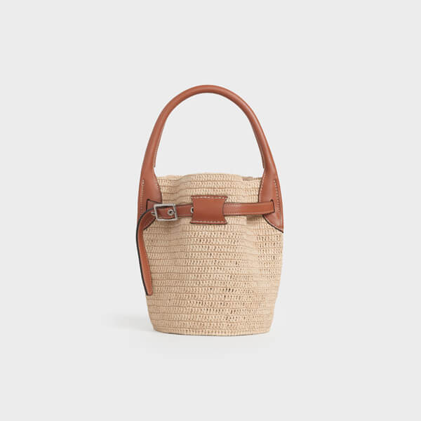 セリーヌ かごバッグ コピー ビッグバッグ ナノ バケット / ラフィア & カーフスキン